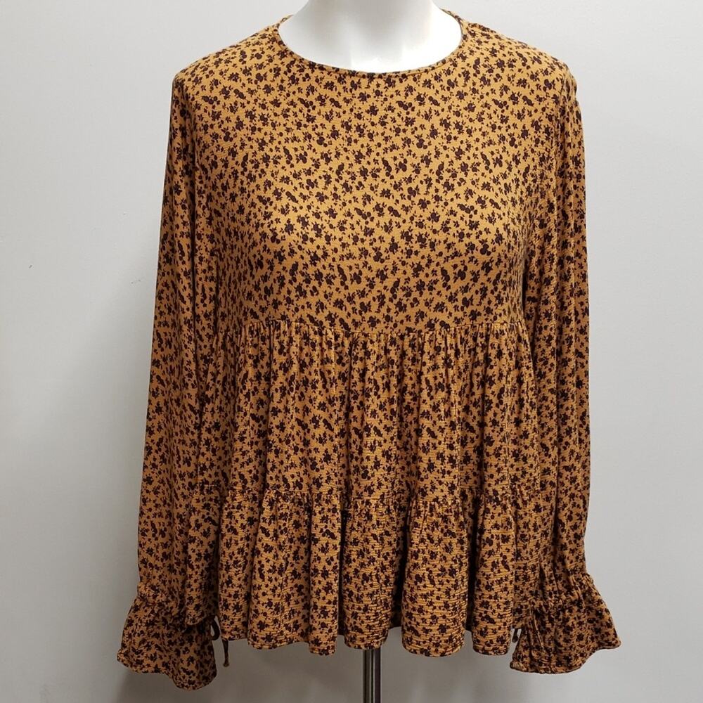 Zara Ditsy Floral Flowy Blouse Women's Size Small Boho